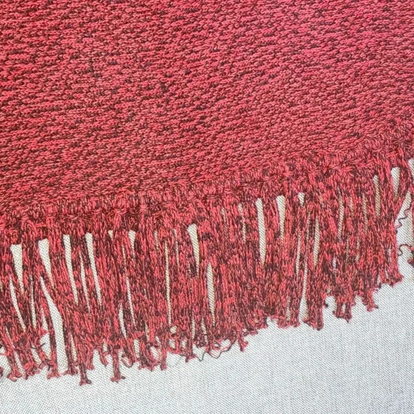 Relativity Sweater Womens Size Large Red Acrylic Fringe Hem Line Short Sleeve - Picture 7 of 9